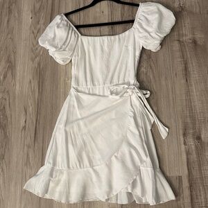 White Apron Front Mini Dress